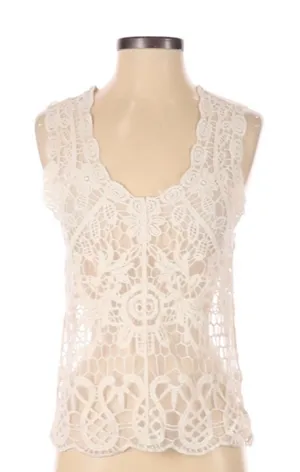FLYING Tomato medium cream lace summer blouse thumbnail 1