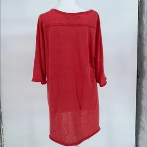 We The Free Free People Red Henley Tunic Top Button Front Slouchy Large thumbnail 6