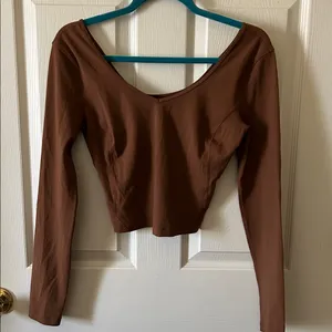Lululemon Brown Align Cropped Long Sleeve Athletic Top in Java Size 2‎ thumbnail 3