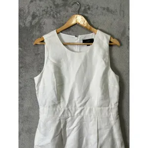 J.Crew Structured Linen Blend Sheath Dress White Minimalist Quiet Luxury Coastal thumbnail 3