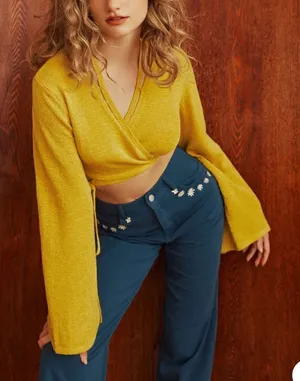 Cider Sedona Sunshine Wrap Long Sleeve Blouse Women’s Large thumbnail 1