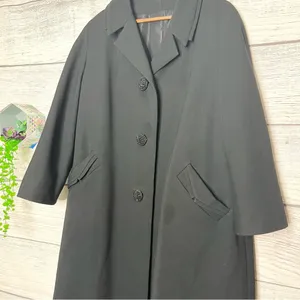 Vintage Black Wool Blend Winter Overcoat with Jeweled Buttons Size XL thumbnail 3