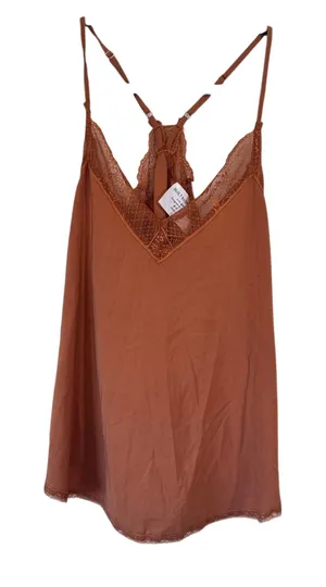 Built By Dreamers Orange Lace Trim Camisole Top Women M Feminine Delicate Blouse thumbnail 1