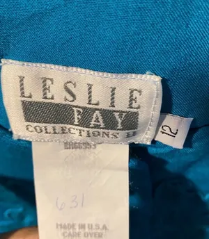 Leslie Fay Vintage Teal embroidered button front jacket blazer suit coat thumbnail 3
