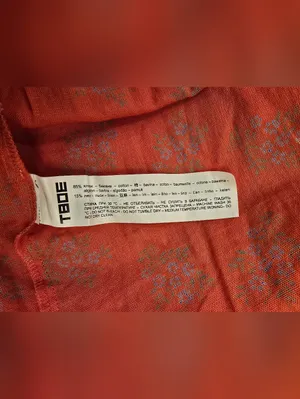 Red Floral Cotton Linen Dress S thumbnail 7