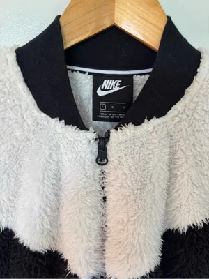 Nike Black and Cream Sherpa Zip Jacket thumbnail 3
