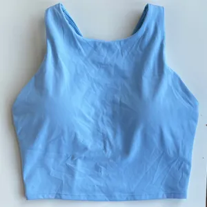 Light Blue Racerback Crop Top Sports Bra in Women's Medium thumbnail 1