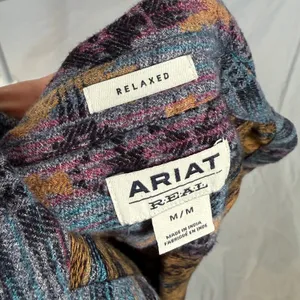 Ariat Re-AL Relaxed Fit Southwestern Jacquard Button Down Shirt Blue Purple Sz M thumbnail 3