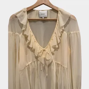 Reformation Wyn Ruffle Sheer Blouse Size 8 thumbnail 6
