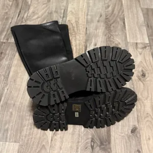 Amazon Black Chunky Vegan Leather knee high boots thumbnail 3
