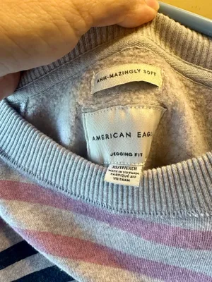 American Eagle Oversized Striped Sweatshirt Retro 90s Indie Raglan Pullover XS thumbnail 5