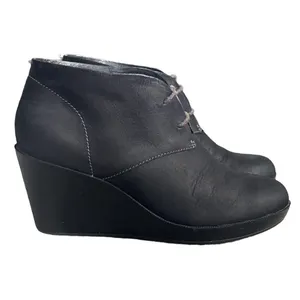 Cole Haan x Air Wedge Ankle Boots Black Leather Lace Up Chukka Womens 8B Indie thumbnail 2