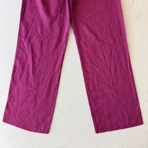 Spiegel Costal Linen Pants 2P Magenta Purple Wide Leg Drawstring Trousers thumbnail 5