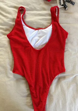 SheIn Ribbed Red Swimsuit thumbnail 3