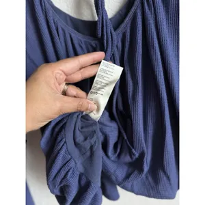Free People We The Free Women's Medium Bondi‎ Blue Thermal Long Sleeve Crop Top Bohemian thumbnail 11