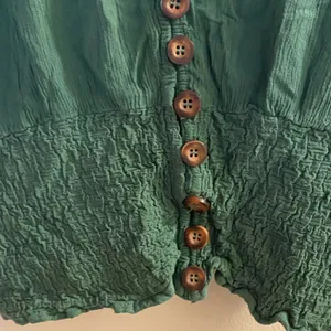 Abercrombie & Fitch Womens Dark Green Boho Crop Top XS 32” Button Front V Neck thumbnail 4