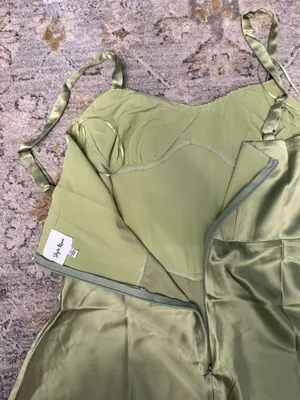 Sage Green Sky to Moon Mini Satin Dress thumbnail 6