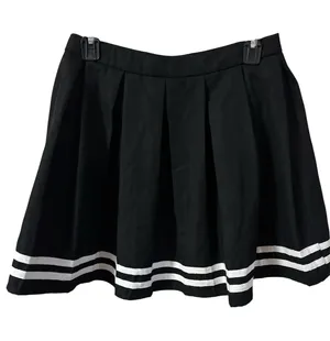 Hot Topic Black Pleated Cheer Mini Skirt with White Stripe Trim Medium thumbnail 1