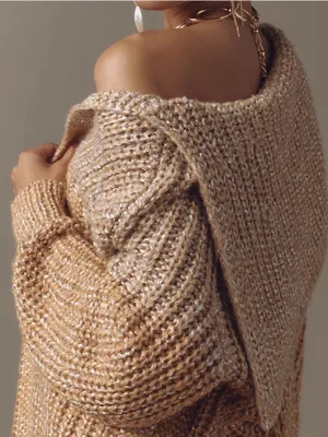 Anthropologie Maeve NWT Cozy Open-Front Chunky Knit Metallic Gold Cardigan thumbnail 2