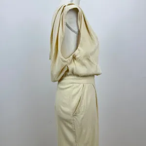 Free People Avery One Shoulder Jumpsuit Wide Leg Pockets Cream Ivory US 4 NWT thumbnail 12