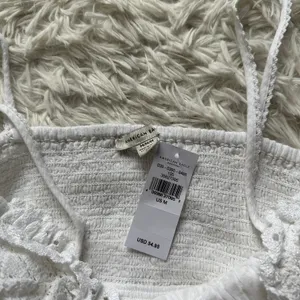 American Eagle Ruffle Upper Back Cutout White Mini Dress New With Tags Size M thumbnail 4