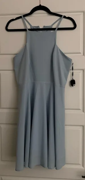 Lulus Light Blue Halter Midi Dress - Women thumbnail 1