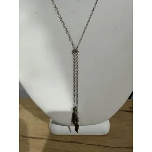 925 Sterling Silver Feather Y Drop Necklace Lariat Style thumbnail 2