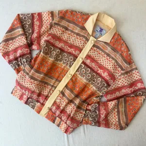 Oleg Cassini Vintage Silk Bomber Jacket Orange Geometric‎ Floral Print Small thumbnail 12