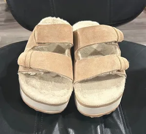 Reef Women's Plush Suede Double-Strap Slide Sandals - Beige thumbnail 1