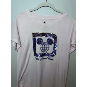 Walt Disney World Parks Pink Purple Sequin Mickey Mouse Short Sleeve Shirt Sz Sm thumbnail 11