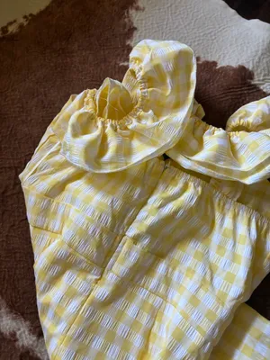 Mable yellow and white checkered mini dress size small thumbnail 4