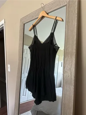 Victoria’s Secret Black Lace Trim Sleeveless Lounge Romper Size Small thumbnail 6