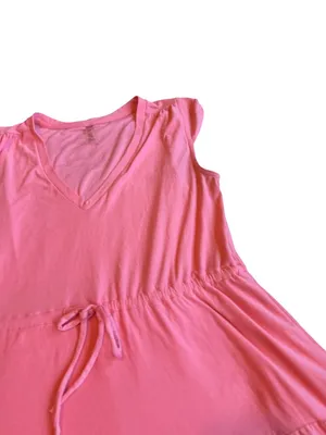 Beyond Yoga Featherweight Out & About Ruffle Mini Tier Dress Coral Size Medium thumbnail 10