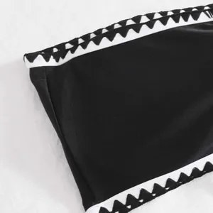 SheIn Whip Stitch Lace Up Bandeau Bikini thumbnail 7