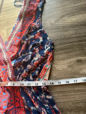 Flying Tomato Red and Blue Mixed Print Dress Medium thumbnail 9