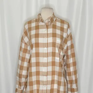 Anthropologie MAEVE Bennet Buttondown Buffalo Check Shirt Brown White Small thumbnail 3