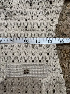 COMMENSE Short Sleeve Crochet Knit Mermaid Maxi Dress Khaki Gold Size S NWT thumbnail 10
