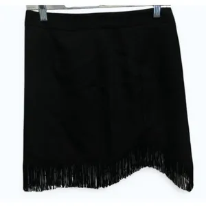 Altar'd State Shania Fringe Mini Skirt Womens M Black Western Cowgirl NWT thumbnail 2