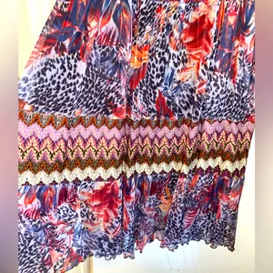 Vintage sheer Indian print boho maxi skirt/long gypsy skirt/tube top dress/2X thumbnail 5