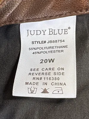 NWT Judy Blue Faux Leather Tummy Control High Rise Straight Pants Brown Size 20W thumbnail 7