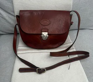 Vintage Oroton Brown Genuine Leather Crossbody Bag Handbag Australian Rare thumbnail 2