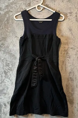 Theory Black Wakely Sleeveless Dress Pockets A‎ Line Belted Knit Women’s Size 10 thumbnail 1