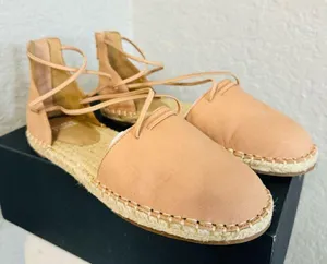 Eileen Fisher Lace-Up Leather Espadrille Sandal, Toffee Cream Pink Size 7.5, NWT thumbnail 1