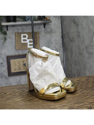 NWT Jessica Simpson Two-Piece Platform Stiletto Dress Sandals Gold Yellow 5M thumbnail 7