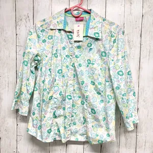 Vintage Cappagallo Shirt Women Sz Medium Floral Collared Button Down 3/4 Sleeve‎ thumbnail 1