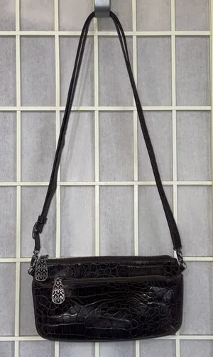 Vintage Y2K 90s Brighton Crocodile Leather Croc Wallet Organizer Crossbody Purse thumbnail 1