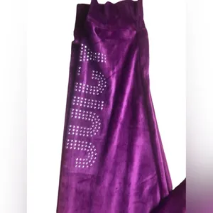 Juicy Couture Soft Velvet Bling Top & Jogger Lounge Set Sz L Purple Embellished thumbnail 2