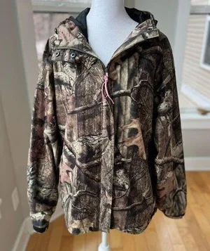 Russell Athletic Russell Outdoors Green Brown Tan Camouflage Full Zip Hooded Jacket Size Kids XL thumbnail 1