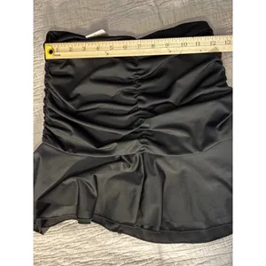 Black Ruched Strapless Peplum Tube Top Small Cotton Blend Bodycon Draped Hem thumbnail 5