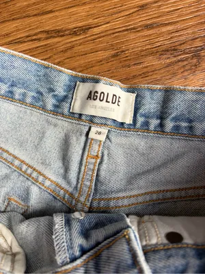 Agolde Faded Light Blue Distressed Denim Cutoff Shorts thumbnail 2